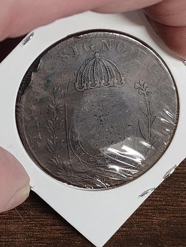 1822-1831 REPUNCHED 40-REIS BRAZIL LARGE CROWN - SIZE COPPER