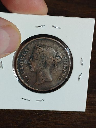 1845 STAIRS SETTLEMENTS EAST INDIA COMPANY 1 CENT VG