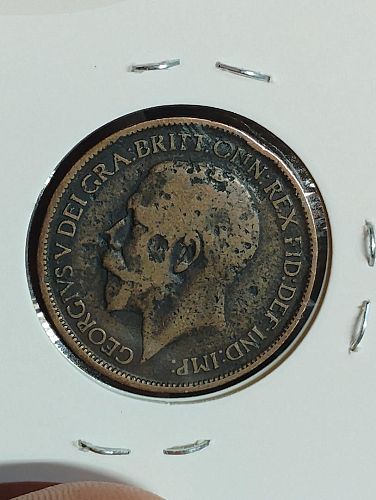 1918 great britain half penny vg, details: pitting obverse/reverse