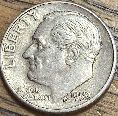 1959D Roosevelt dime in EXTREMELY FINE condition