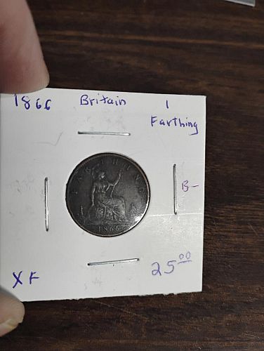 1866 GREAT BRITAIN 1 FARTHING XF