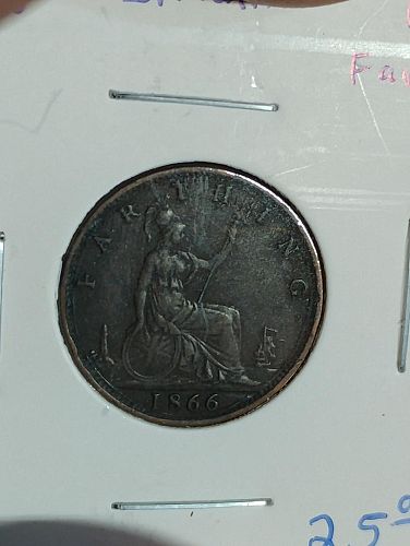 1866 GREAT BRITAIN 1 FARTHING XF