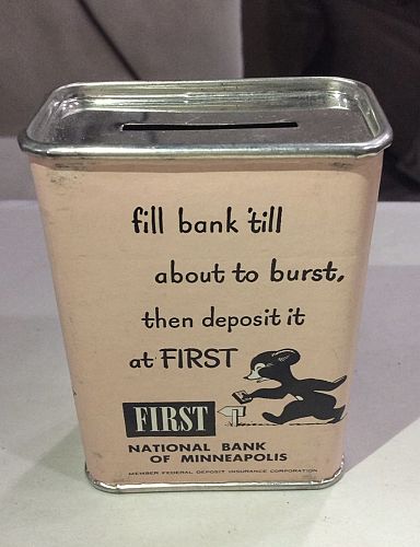Unsearched 1st National Piggy Bank Old 0.86LB US Coins- &ldquo;Filled Till About To Burst&rdquo;