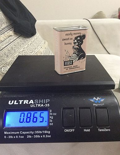 Unsearched 1st National Piggy Bank Old 0.86LB US Coins- &ldquo;Filled Till About To Burst&rdquo;