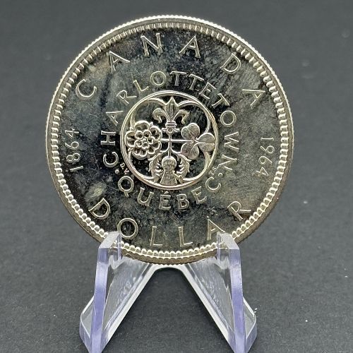 1964 Canadian Silver Dollar, 100th anniversary of the Charlottetown and Quebec City Conferences