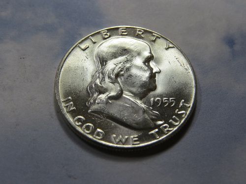 1955-P  FRANKLIN HALF DOLLAR ~ UNCIRCULATED ~ (90% SILVER) ~ LOT J828