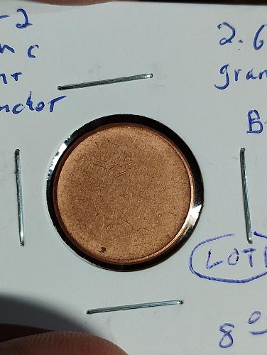 TYPE-2 (EDGE) ZINC CENT PLANCHET, UNSTRUCK UNCIRCULATED 2.6 GRAMS ( LOT 1)