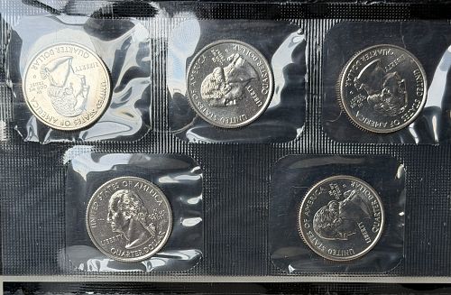 1999-D US Mint 5-Coin BU Condition Quarter Set Sealed in Mint Cellophane