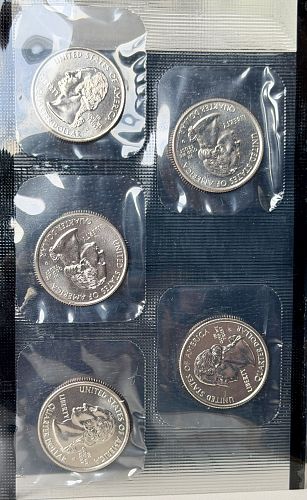 1999-D US Mint 5-Coin BU Condition Quarter Set Sealed in Mint Cellophane