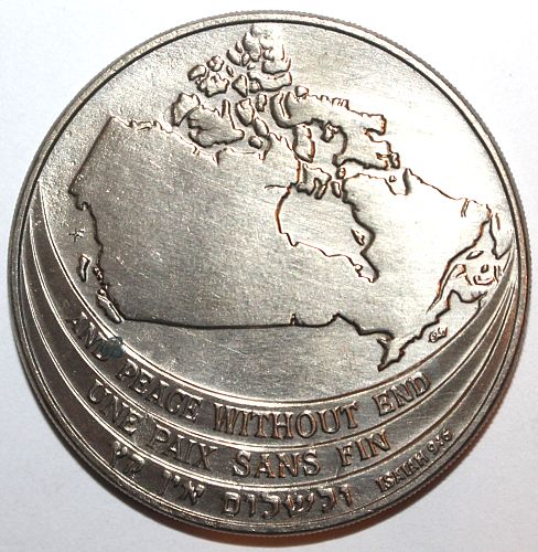 ISRAEL-CANADA FRIENDSHIP MEDAL 1967 FM Israeli Canadian 100 Years 1867-1967