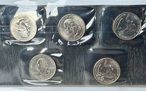2003-P US Mint 5-Coin BU Condition Quarter Set Sealed in Mint Cellophane