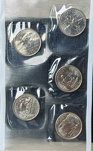 2003-P US Mint 5-Coin BU Condition Quarter Set Sealed in Mint Cellophane