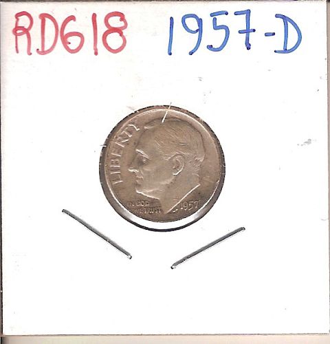 1957-D Roosevelt Dime - 618