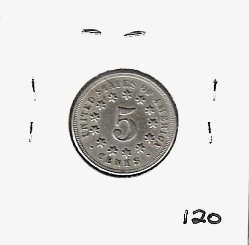 1868  Shield Nickel***AU***