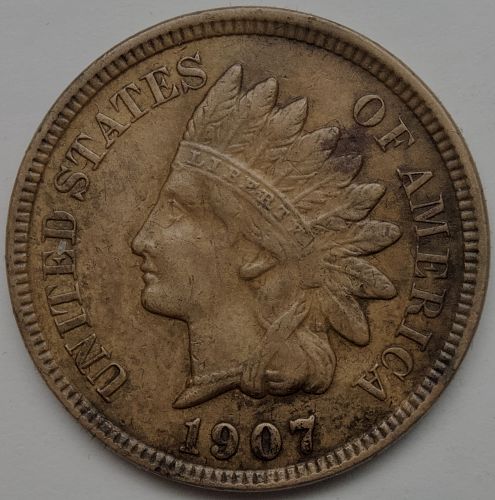 1907 Indian Head Cent #63 Cleaned as shown