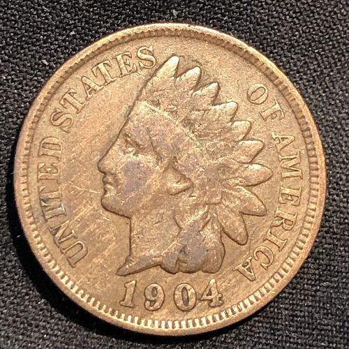 1904 P Indian Head Cent Small Cent Coin - VF (Very Fine) condition