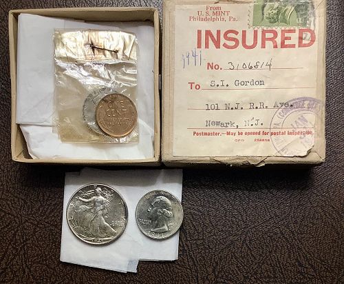 1941 US Proof Set OGP w/Plastic Bags Staple (Quarter, Half Dollar Loose) RARE!