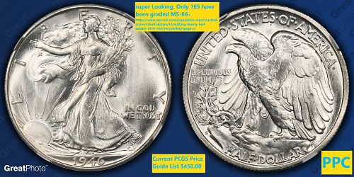 Spotless- MS-66+-1946-S Walking Liberty Half Dollar NGC -Rare to get these this clean.