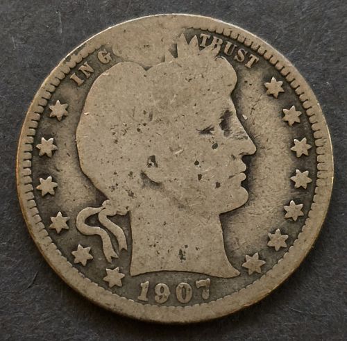 1907 Barber Silver Quarter (C68)