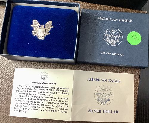 1988 American Silver Eagle Burnished Uncirculated in OGP RARE Early Date Gem BU
