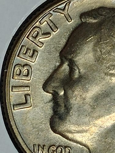 1980-D DIE CLASH ROOSEVELT DIME MS-64 , TONED