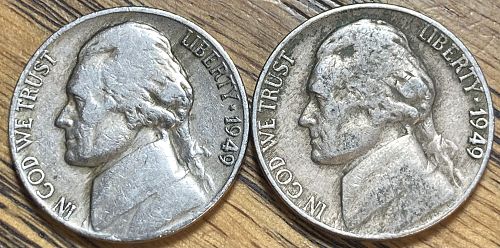 1949 D/P Jefferson nickels in a 2 coin lot