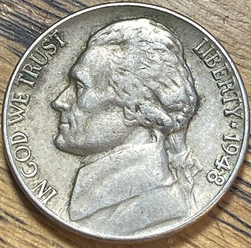 1948 Jefferson nickels in EXTREMELY FINE condition