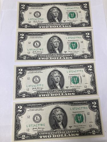 Two Dollar $2 FR &ldquo;Revolutionary Year&rdquo; Notes