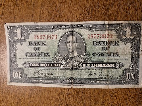 1937 Canada One Dollar Currency