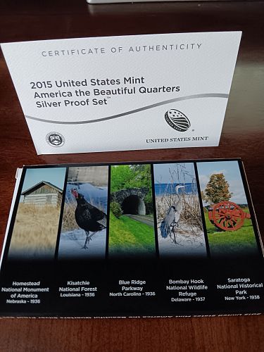 2015 United States Mint America the Beautiful Quarters Silver Proof Set.