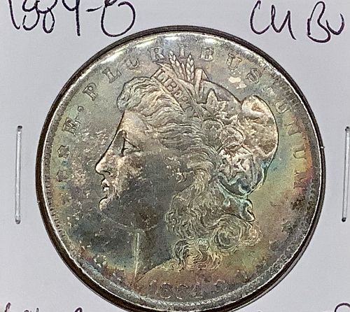 1884-O Morgan Silver Dollar Choice BU - Colorful Rainbow Toned Coin *COLOR*
