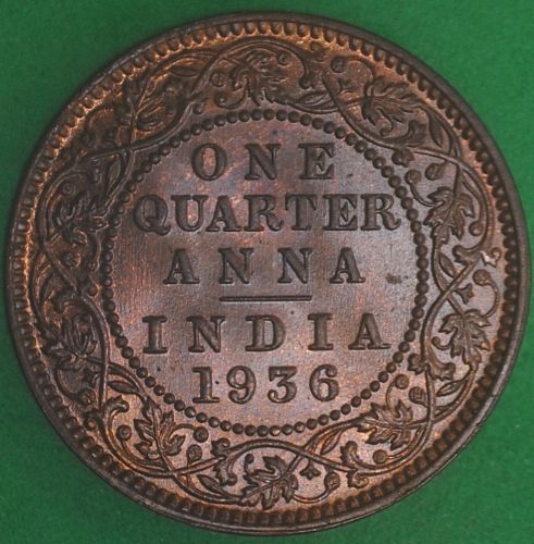 1936(c) India/British 1/4 Anna UNC #2