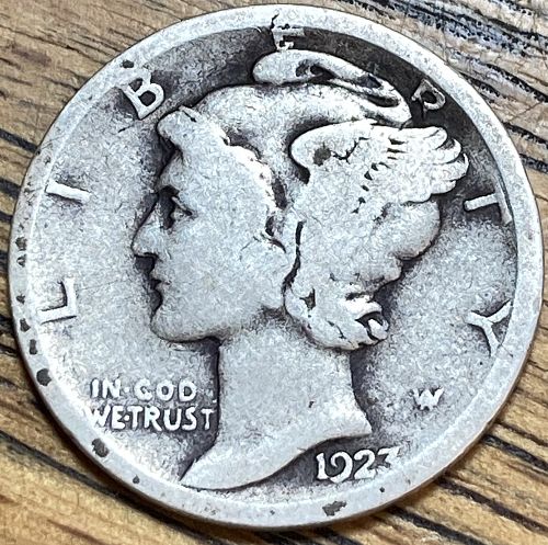 1923 mercury dime in ALMOST GOOD condition