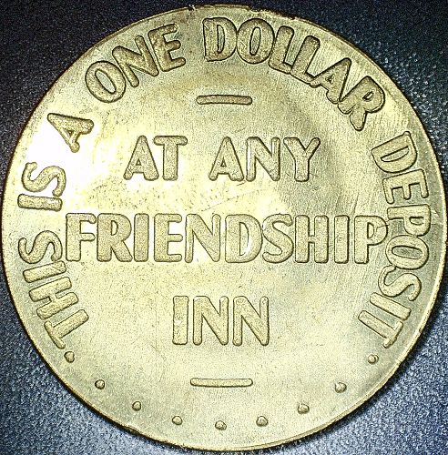 Vintage Greenfield, CA Friendship Inn Family Tourist Dollar Token 38mm