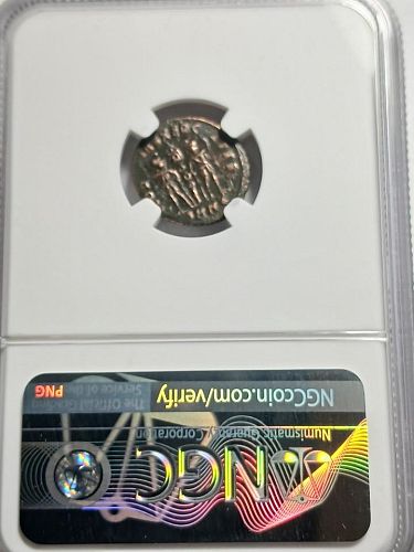 Delmatius. AE follis, Cyzicus, 335-337 AD. F NGC Rated R3