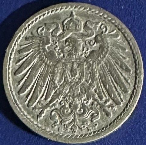 Germany - Empire - 1908 E (Muldenhutten mint) - 5 Pfennig [#1] (2,919,000 minted)