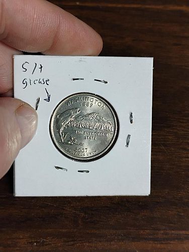 2007-D WASHINGTON QUARTER WASH. STATE STRUCK THROUGH GREASE OBVERSE & REVERSE MS-65PL