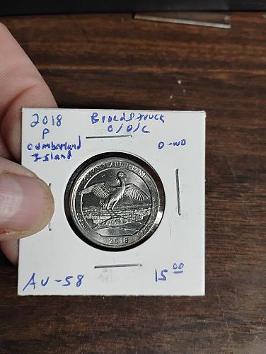 2018-P CUMBERLAND ISLAND BROADSTUCK OUT OF COLLAR  AU-58
