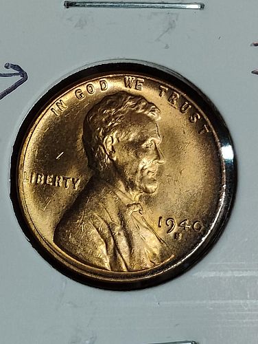 1940-S LINCOLN WHEAT CENT DIE CRACK OBVERSE, S/T ON REVERSE MS-65 RED