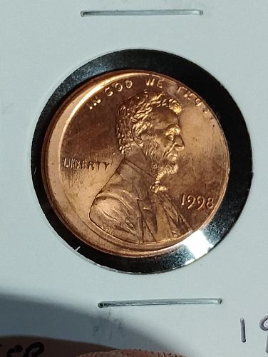 1998 LINCOLN MEMORIAL CENT OFF CENTER MS-65 RED , LOT 1