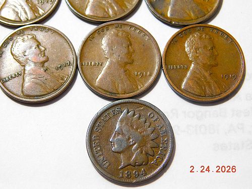 Lot of (9) Teens and Twenties Lincoln Wheat Cents, "Bonus Coin"