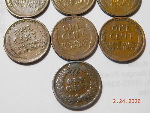 Lot of (9) Teens and Twenties Lincoln Wheat Cents, "Bonus Coin"