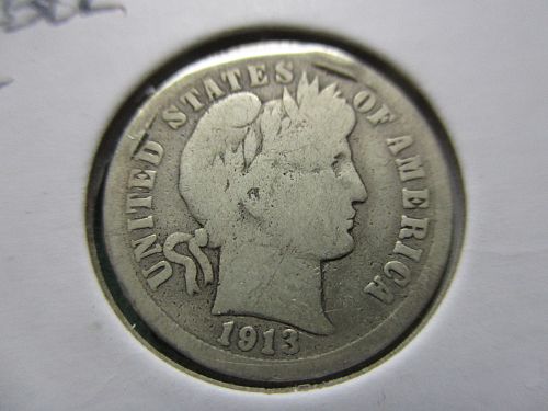 1913  Barber Dime.  Item: 10 B13-20.