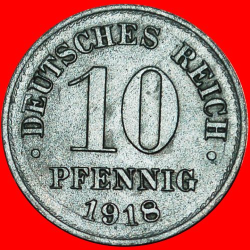 Ⰺ 2 sold EAGLE (1916-1922): GERMANY ★ 10 PFENNIGS 1918 UNC! WILHELM II (1888-1918)