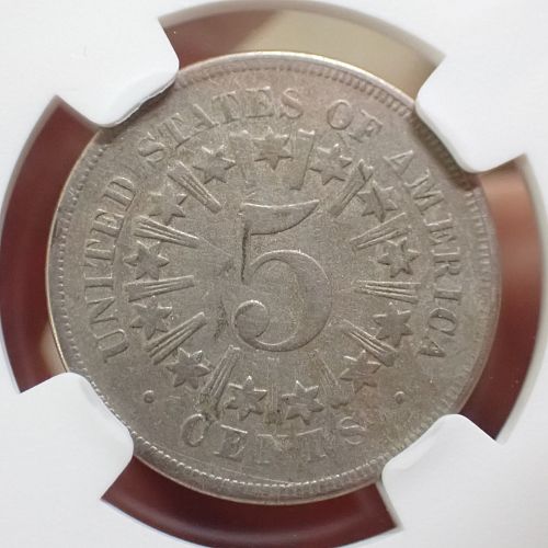 1867 Rays Shield Nickel NGC VF25