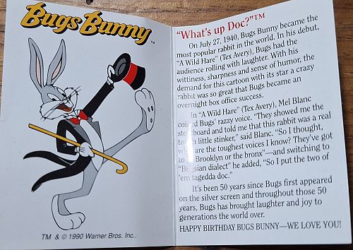 1990 Bugs Bunny 50th Birthday Silver Proof Coin