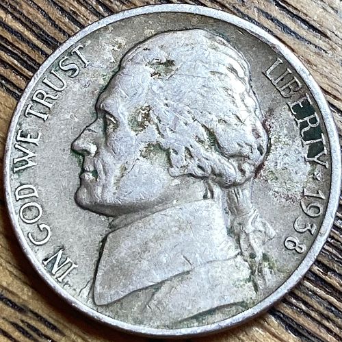 1938D Jefferson nickel in VERY FINE condition