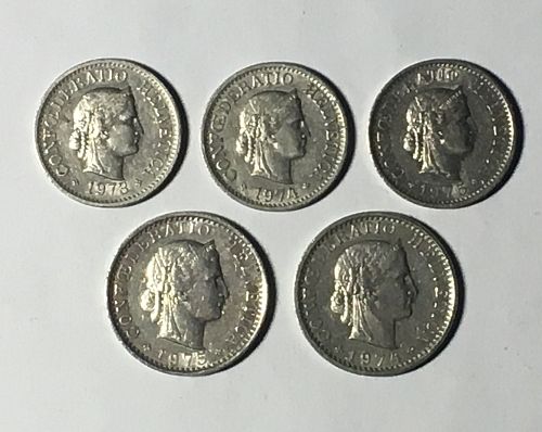 Lot 5 Coin Switzerland 10 20 Rappen 1973 1974 1975
