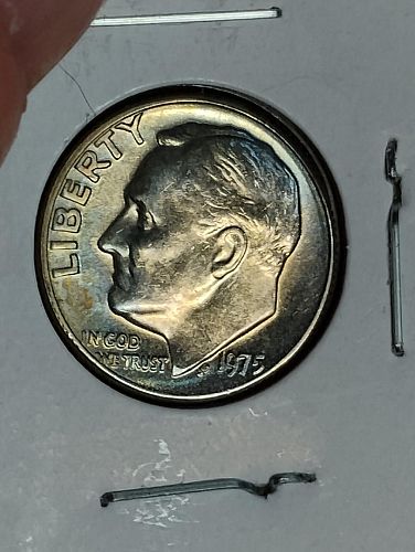 1975 ROOSEVELT DIME MS-63 , TONING OBV. & REV.