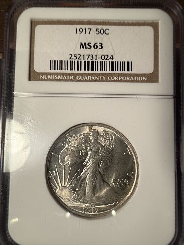 1917 Walking Liberty Half Dollar, MS63 NGC (14114)